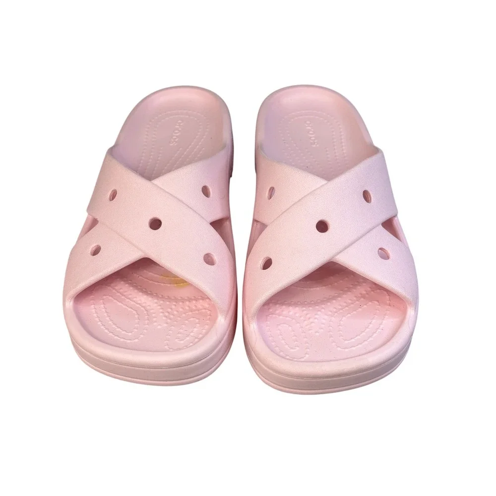 Crocs Classic Women's Cross Strap Sandals Pink Milk Size 7 Style 210840